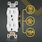Faith Duplex Straight Blade Receptacle, 5-15R, 15 A, 125V AC, 2 Pole, 3 Wire, Flush Mount, Grounded SSRE2TR-WH-10 - alternate 7
